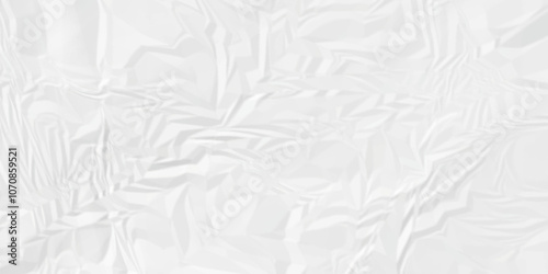 Vector empty white color crumple paper texture pattern abstract background. Crumpled white paper abstract shape background with space paper for texture.	
