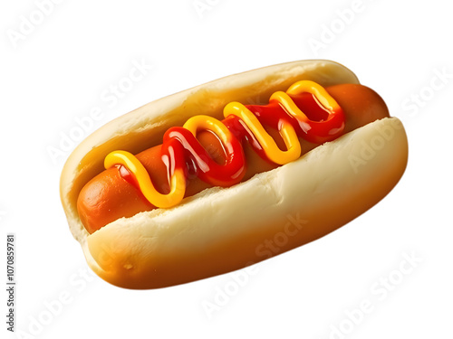 hot dog with mustard and ketchup