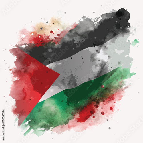 palestine flag, watercolor