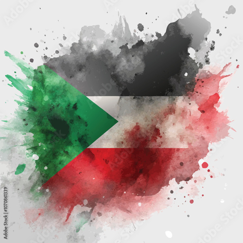 Vector flag of Palestine with watercolor effect