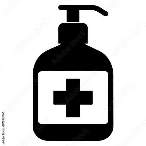 black and white Hand Sanitizer medical icon in a clean, minimalist style