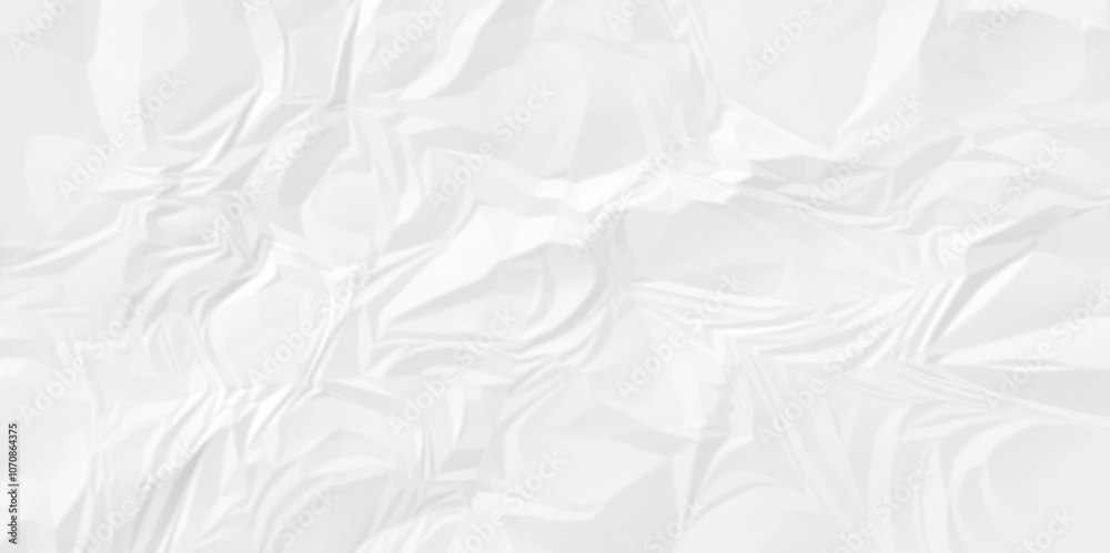 Fototapeta premium Vector empty white color crumple paper texture pattern abstract background. Crumpled white paper abstract shape background with space paper for texture. 