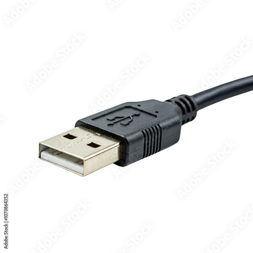 USB socket isolated on transparent background, PNG.