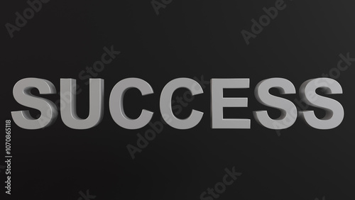 "SUCCESS" word in 3D on a black background. Minimalist and modern design, perfect for banners, presentations and corporate marketing materials.