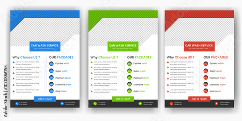 modern car wash car detailing and rental flyer, car service, and price list flyer, automobile car service flyer