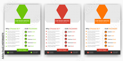 Creative Car Wash Flyer set, Abstract design carwash flyer bundle, Car Detailing, Auto Detailing Flyer, Car Wash poster templates