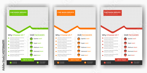 modern car wash car detailing and rental flyer, car service, and price list flyer, automobile car service flyer