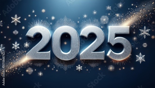 New year 2025 on a dark blue background