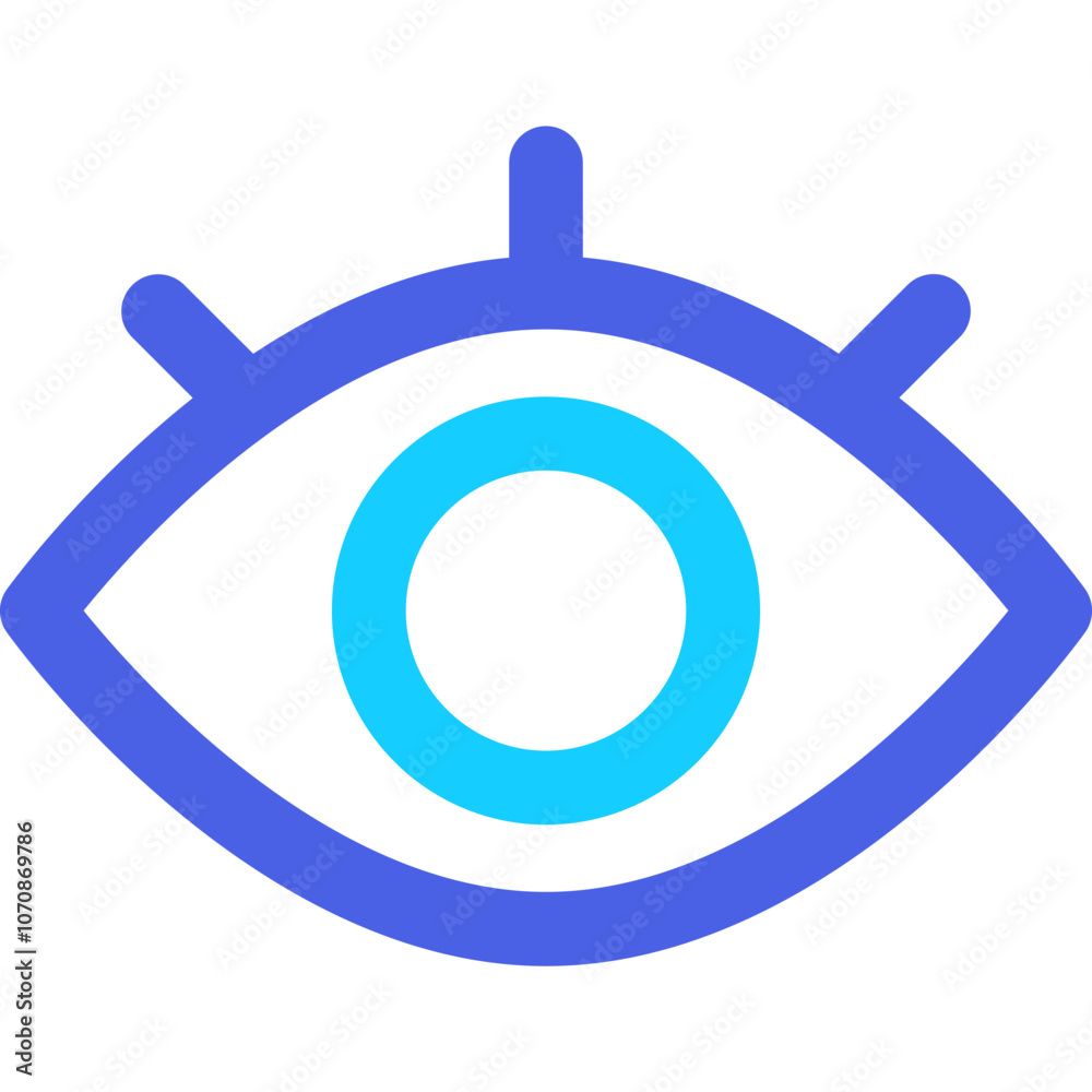 Simple Blue Eye Icon With Circular Center Representing Vision, Clarity, and Focus in Digital Design Simple Blue Eye Icon With Circular Center Representing Vision, Clarity, and Focus in Digital Design
