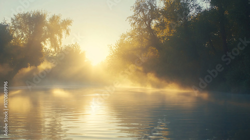 misty morning river sunrise landscape