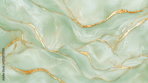Elegant mint green marble texture with gold veining, abstract background perfect for luxurious themes and creative designs.