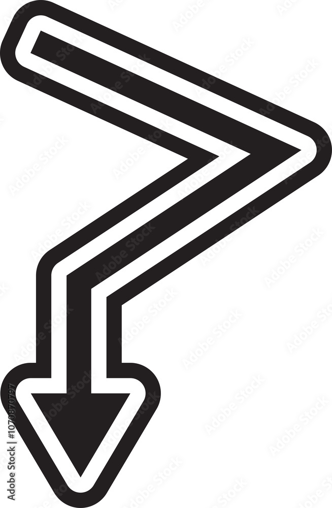 Down Way Arrow Glyph Icon