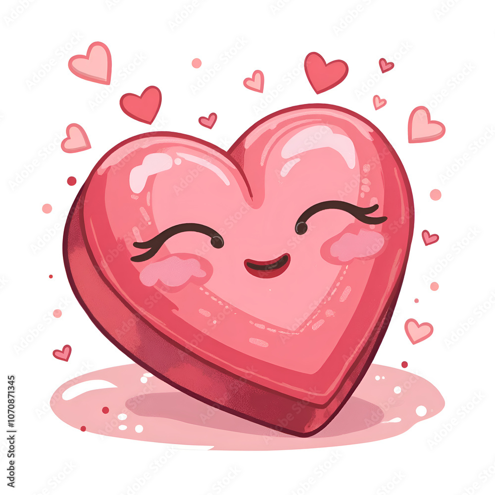 This cheerful heart embodies joy and love, spreading happiness with every charming smile and floating hearts around it, digital illustration of character design concept. This cheerful heart embodies joy and love, spreading happiness with every charming smile and floating hearts around it, digital illustration of character design concept.