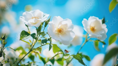 White Rose Blooms in Summer