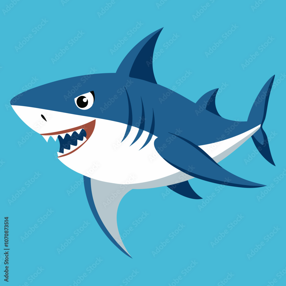 Fototapeta premium shark cartoon isolated on white