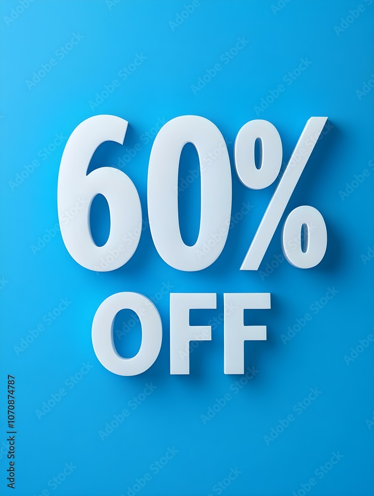 White '60% OFF' Promotional Sign on a Blue Background White '60% OFF' Promotional Sign on a Blue Background