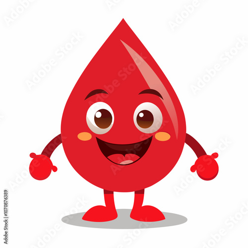 Cute Blood Drop: The mascot can be shaped like a red blood drop with big smiling eyes and helpfully posed with gloved hands