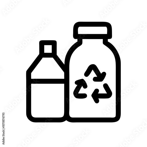 Recycling bottles icon with simple black outline