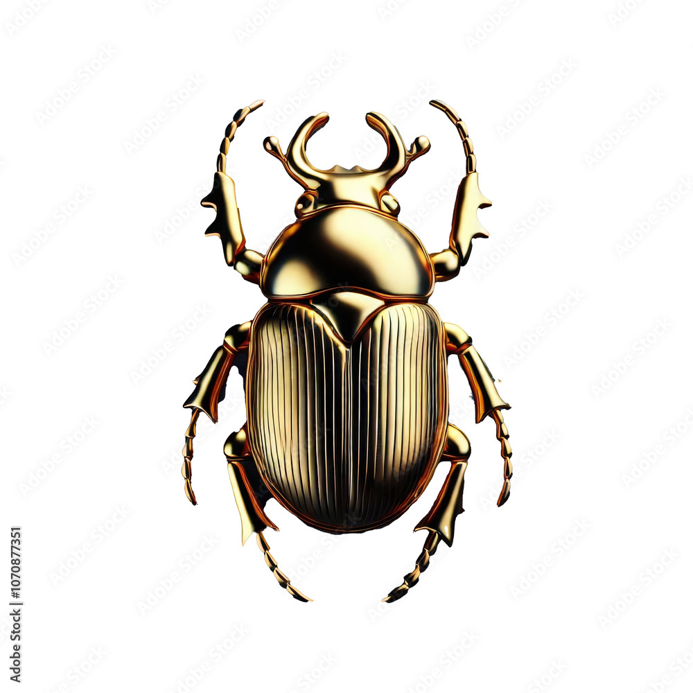 A detailed 3D render of a golden scarab beetle png image, transparent background, placed against a dark blue background. The beetle has a shiny metallic gold exoskeleton and an intricate body. A detailed 3D render of a golden scarab beetle png image, transparent background, placed against a dark blue background. The beetle has a shiny metallic gold exoskeleton and an intricate body.
