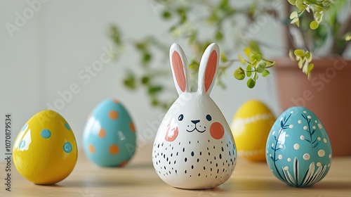 Create charming diy easter decorations with hand-painted bunny figurines for a festive touch photo