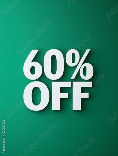 White '60% OFF' Promotional Sign on a Emerald Background