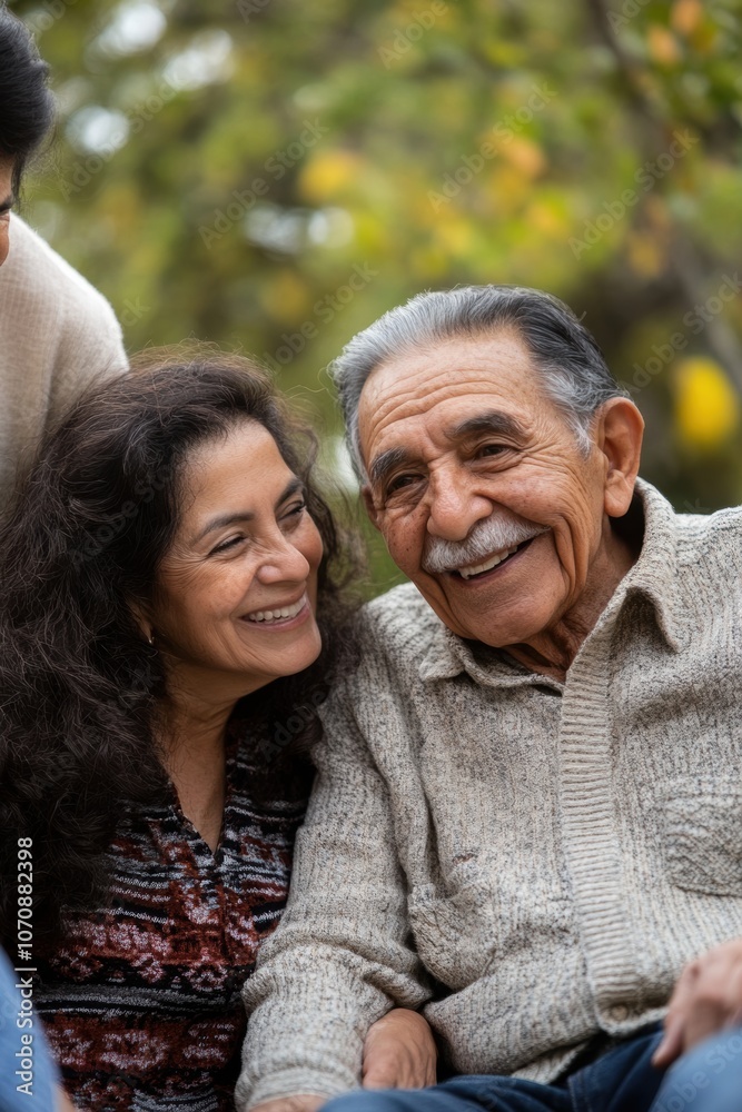 Fototapeta premium Smiling elderly man and woman enjoying quality time outdoors