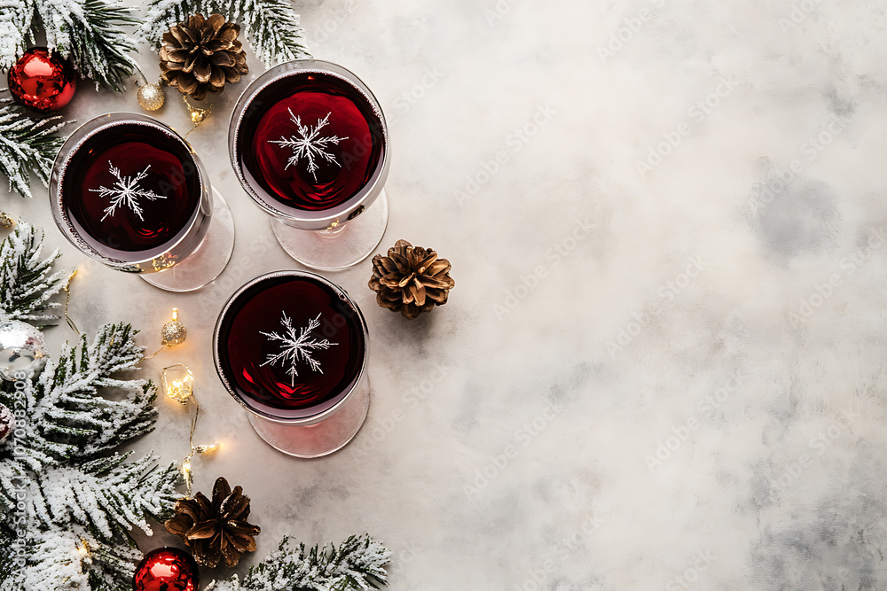 The minimalistic and modern design with a background of champagne glasses creates a stylish and festive atmosphere