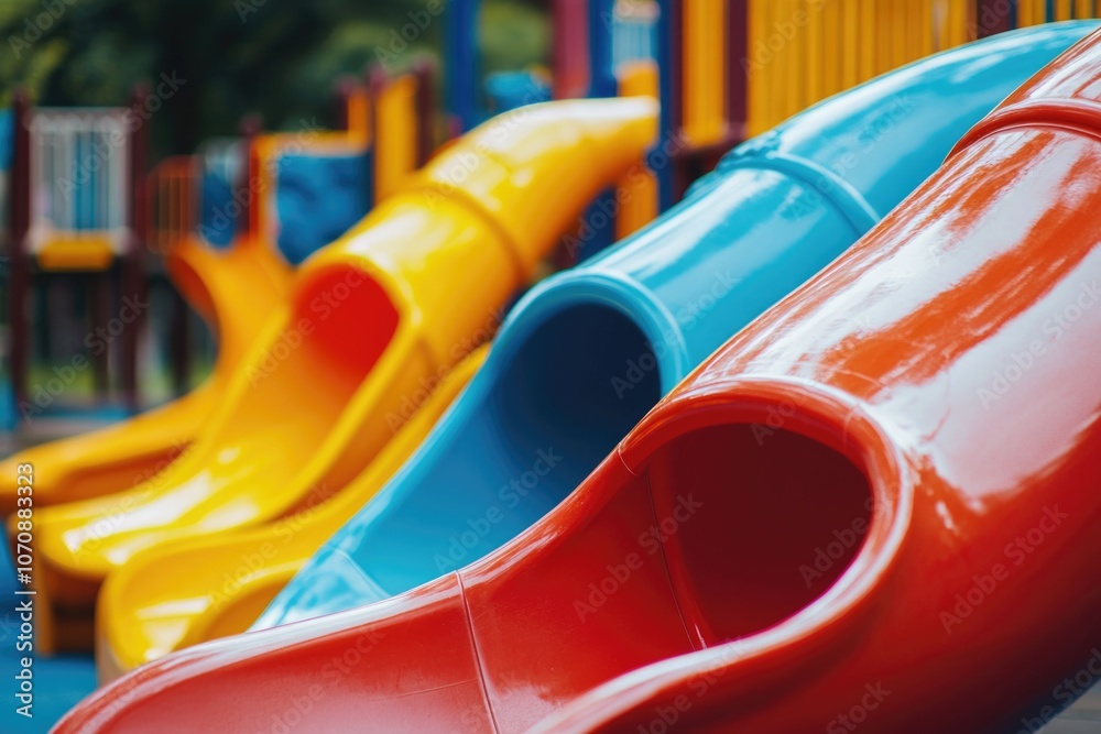 Playground with bright slides and fun environment Playground with bright slides and fun environment