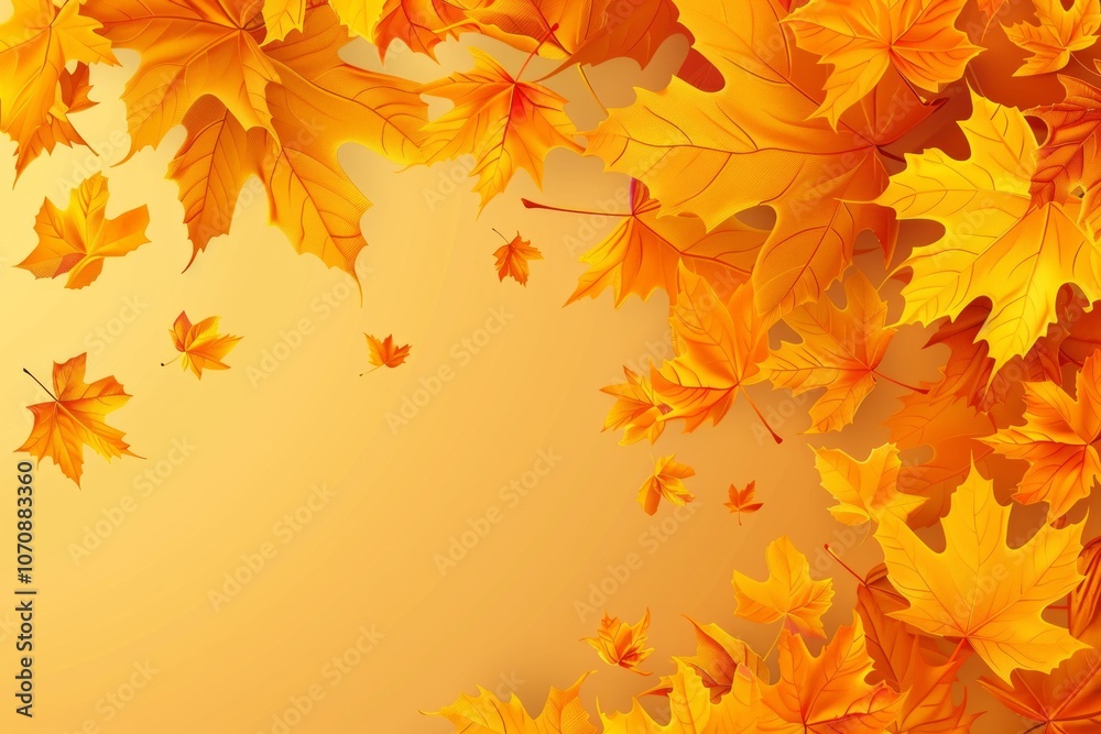 Orange fall leaves in park, autumn natural background. Neural network ai generated art Orange fall leaves in park, autumn natural background. Neural network ai generated art