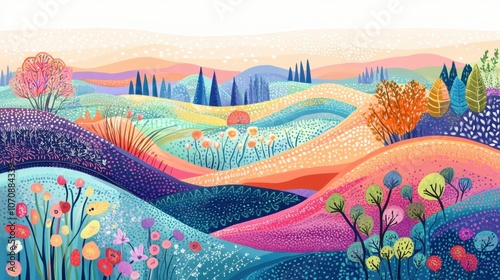 Nature’s Symphony: Bold Abstract Landscapes with Blooming Elegance, rich cozy colors