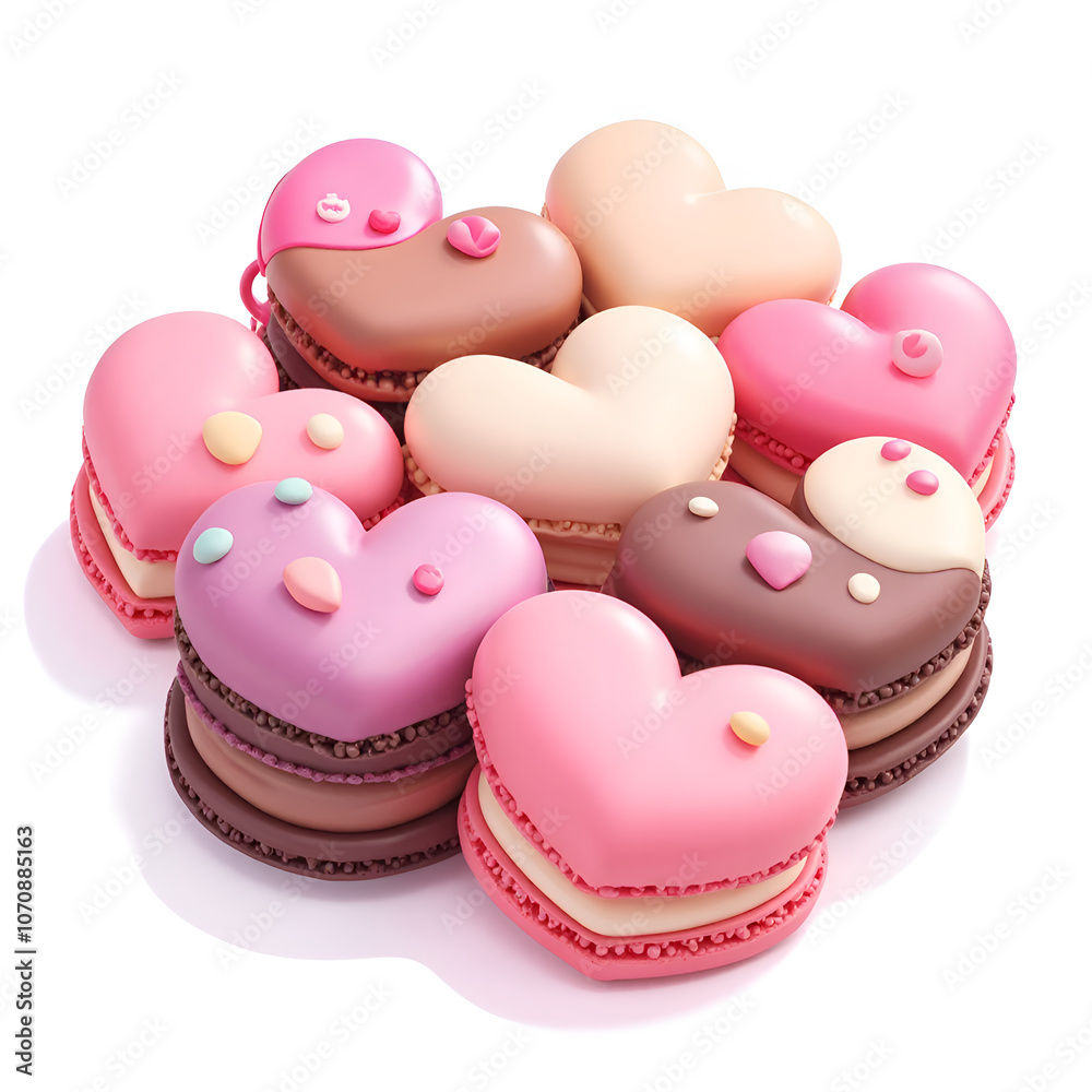 Indulge in the sweetness of love with these adorable heart shaped macarons for every occasion, digital art of food art concept. Indulge in the sweetness of love with these adorable heart shaped macarons for every occasion, digital art of food art concept.
