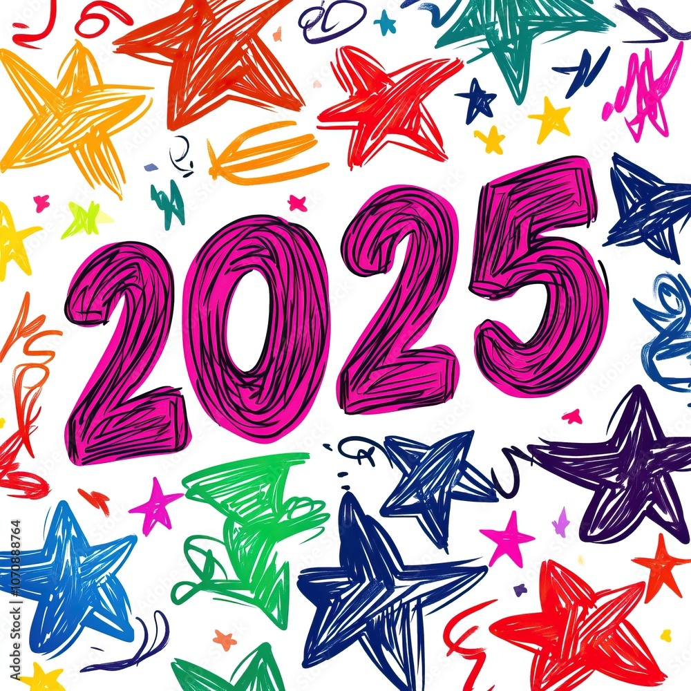 Colorful illustration featuring the year Colorful illustration featuring the year