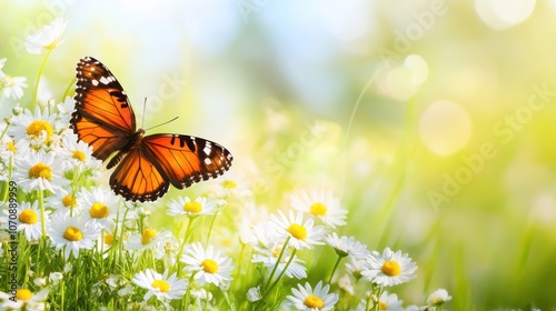 Butterfly on a Daisy Field