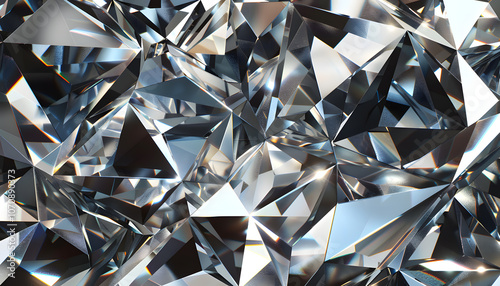 A close-up view showcasing a cluster of sparkling diamonds with brilliant facets reflecting light in various directions.