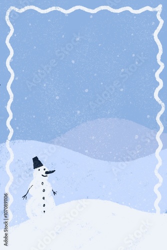 Winter village landscape. A series of art in blue and white for backgrounds, postcards, letters