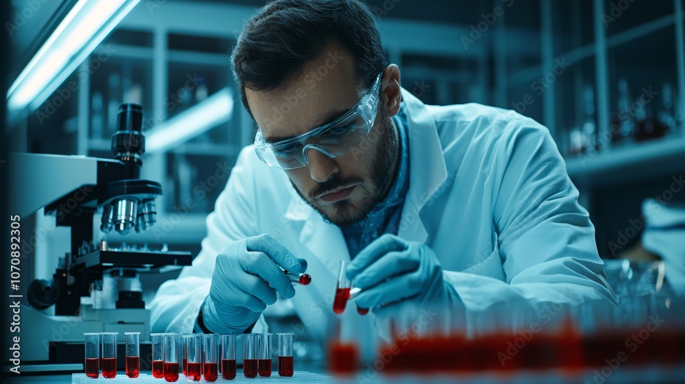 Professional Scientist Conducting Experiments in Laboratory Professional Scientist Conducting Experiments in Laboratory