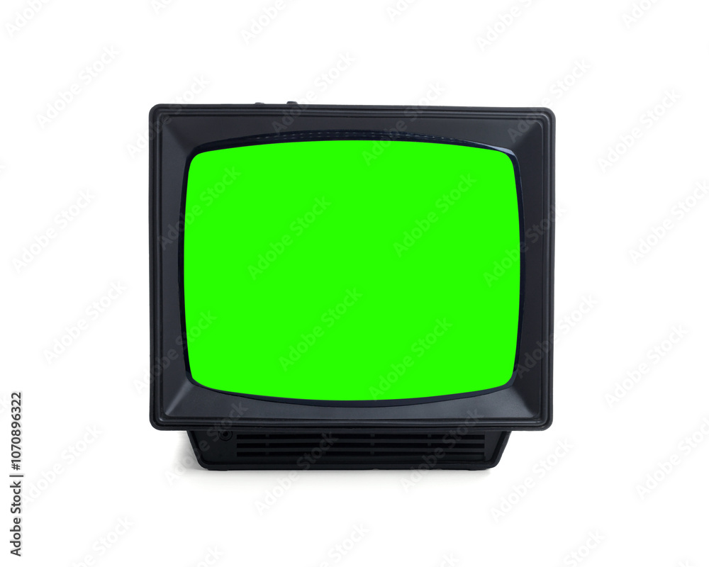 Retro Tv set with green screen on white background. Chroma key Retro Tv set with green screen on white background. Chroma key