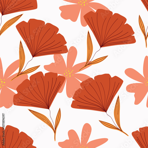 Colorful garden flowers on green background. Seamless vector pattern. Vintage print with inflorescences. Retro textile collection.