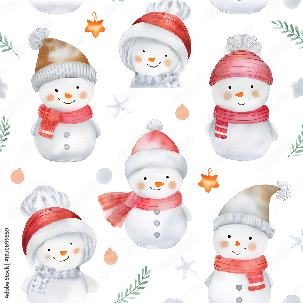 Seamless Snowman Fabric Pattern for Wallpaper Background
Seamless Snowman Fabric Pattern for Wallpaper Background