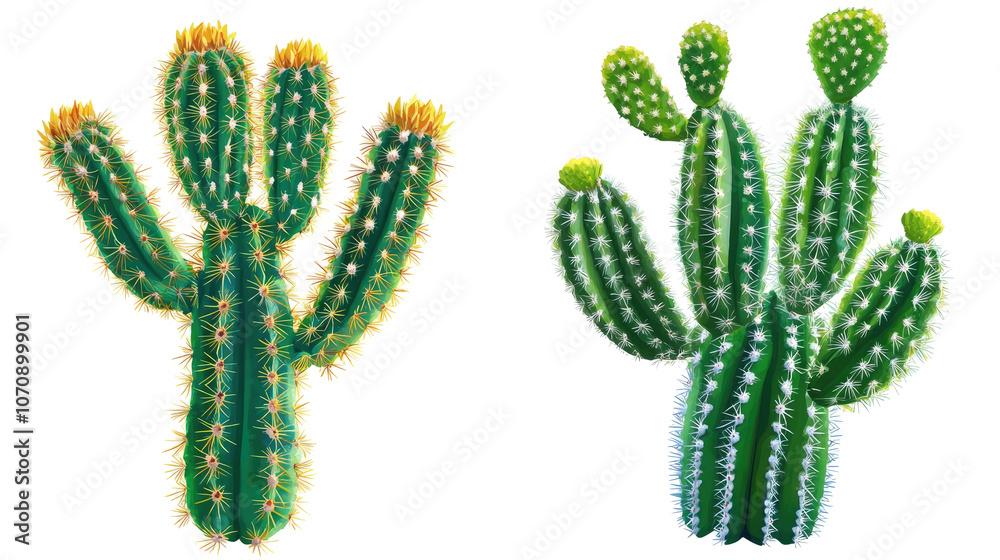 Vibrant Collection of Cacti With Distinct Shapes and Colors Generative AI Vibrant Collection of Cacti With Distinct Shapes and Colors Generative AI