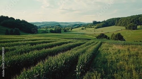 Wallpaper Mural A picturesque scene of a cornfield in a rural area, suitable for use in agricultural or countryside-themed projects Torontodigital.ca