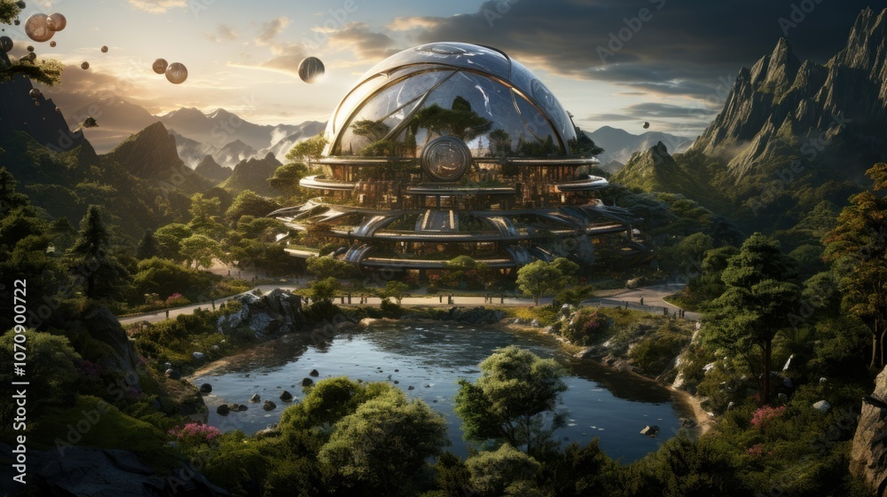 Obraz premium Advanced land development with futuristic planning tools