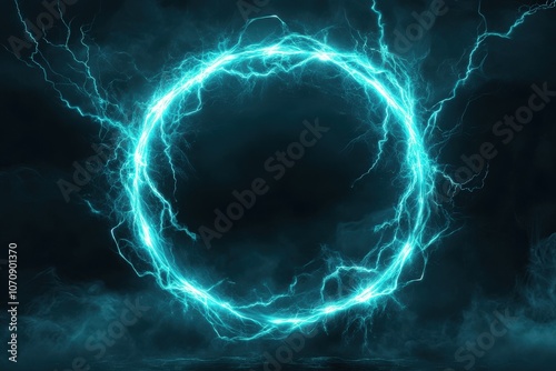 Electric Blue Lightning Ring on Dark Background