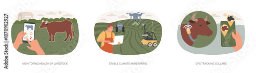 Smart farming isolated cartoon vector illustrations se