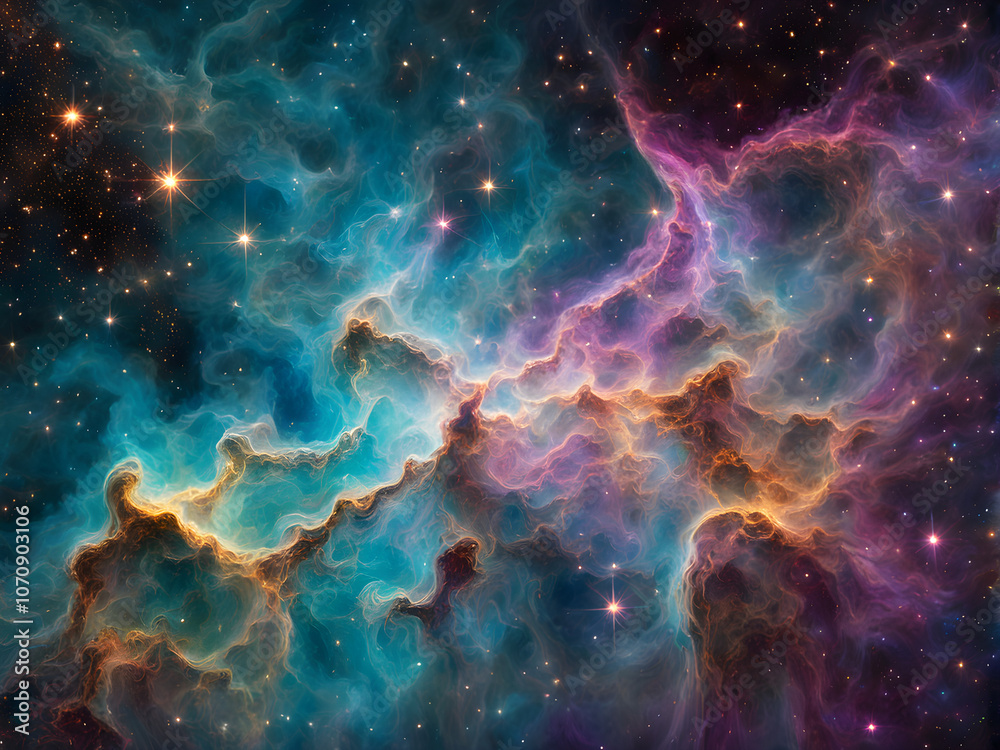 A glittering nebula with bright. A glittering nebula with bright.