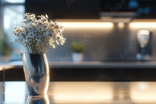 A bouquet of white flowers arranged in a decorative vase