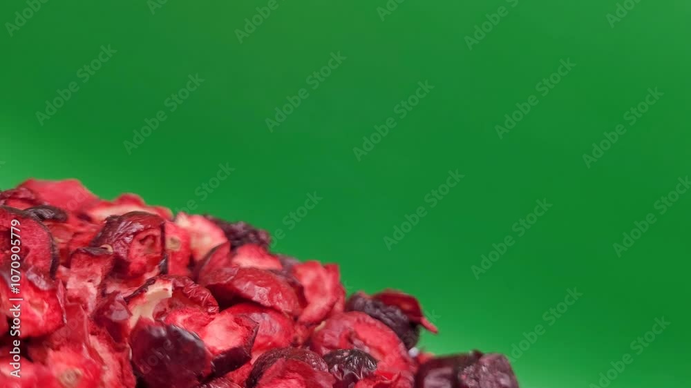Dried and sliced cranberries.