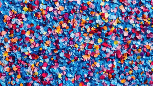 A close-up view of colorful confetti sprinkles, perfect for party decorations or creative projects
