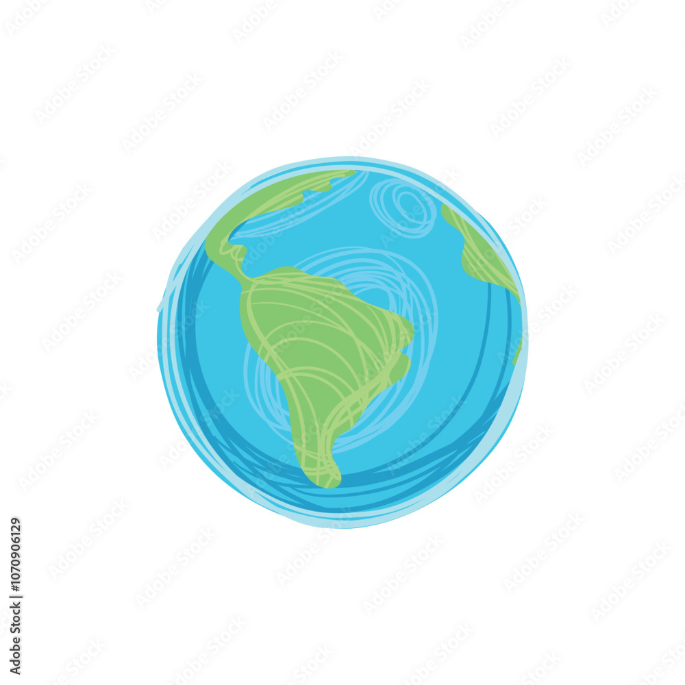 Fototapeta premium Vector cartoon illustration of Earth. Hand drawn doodles of the solar system.