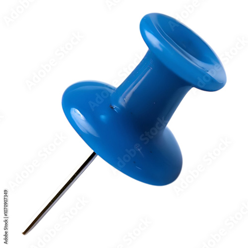 Blue pushpin with sharp metal tip